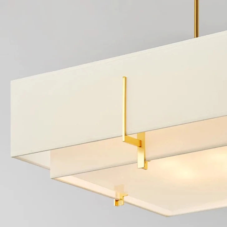 Modern Square Minimalist Pendant Light with Natural Shade - Gold & Black Lilly & Lula