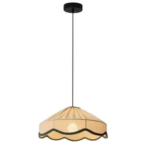Modern Wabi Sabi Handmade Pendant Light with Green Scalloped Stitching - 3 Sizes