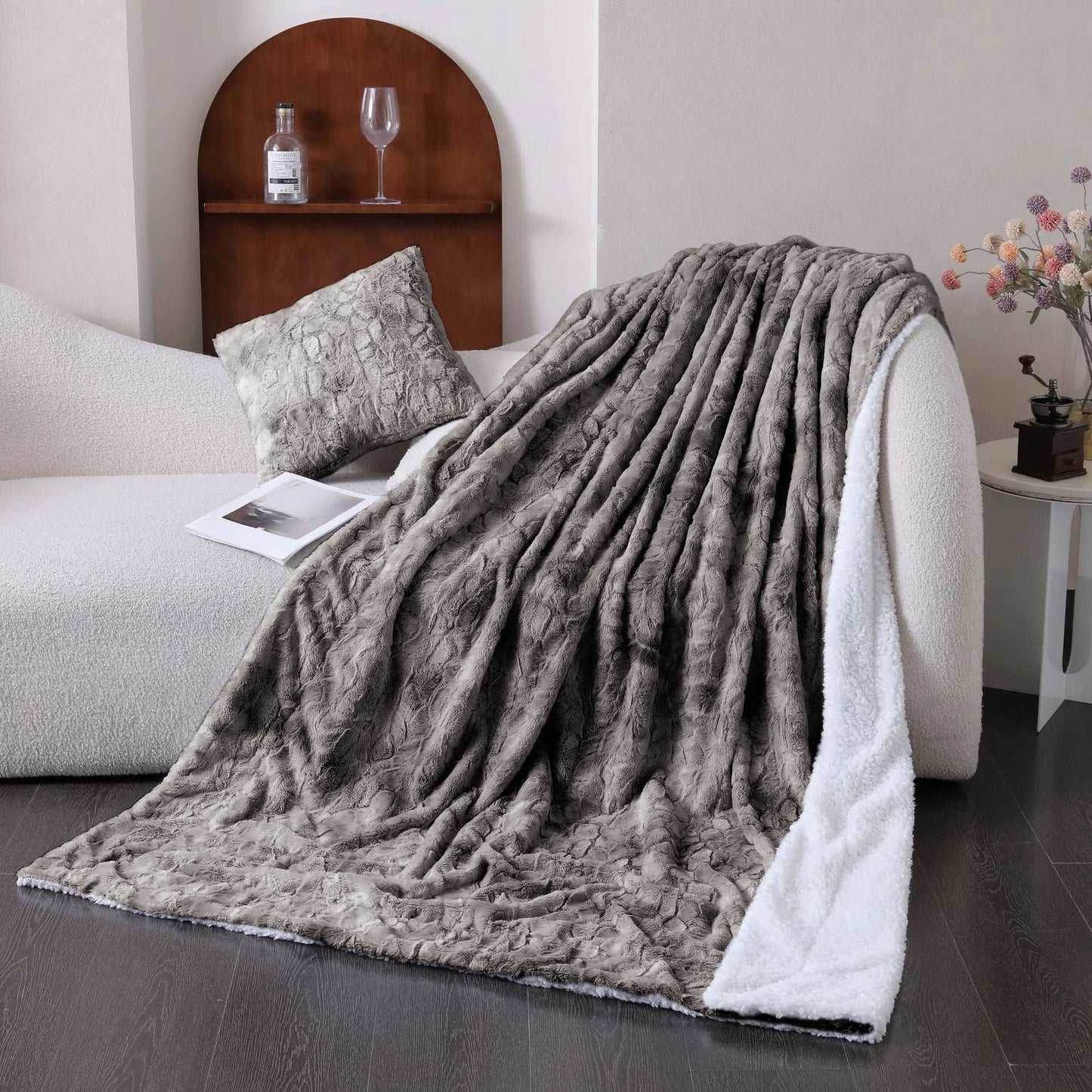 No Shed Luxury Double Layer Fluffy Throw Bedspread - 6 Colours Lilly & Lula