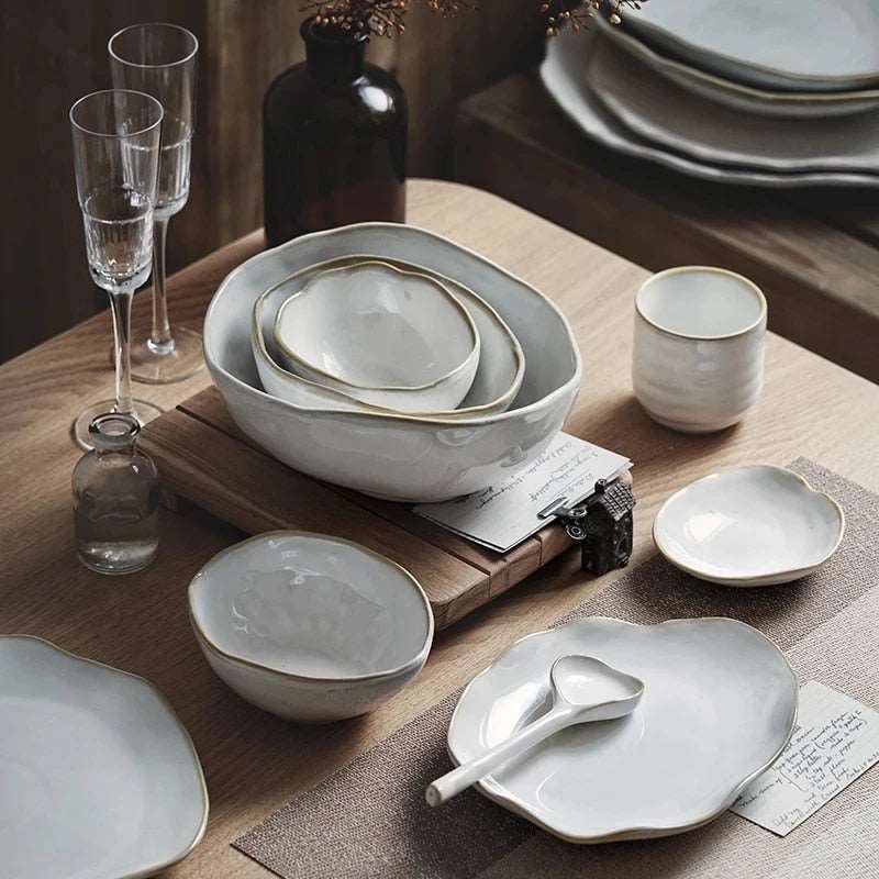 Nordic Ceramic Irregular Shape Plates & Bowls - Various Sizes Lilly & Lula