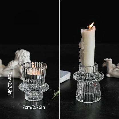 Nordic Minimalist Clear Ripple Glass Candle Holder - 3 Sizes Lilly & Lula