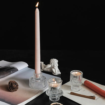 Nordic Minimalist Clear Ripple Glass Candle Holder - 3 Sizes Lilly & Lula