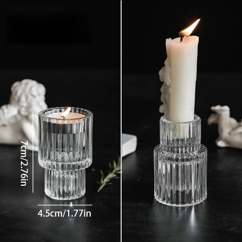 Nordic Minimalist Clear Ripple Glass Candle Holder - 3 Sizes Lilly & Lula