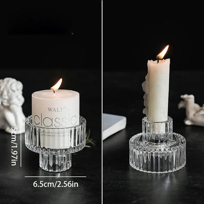 Nordic Minimalist Clear Ripple Glass Candle Holder - 3 Sizes Lilly & Lula