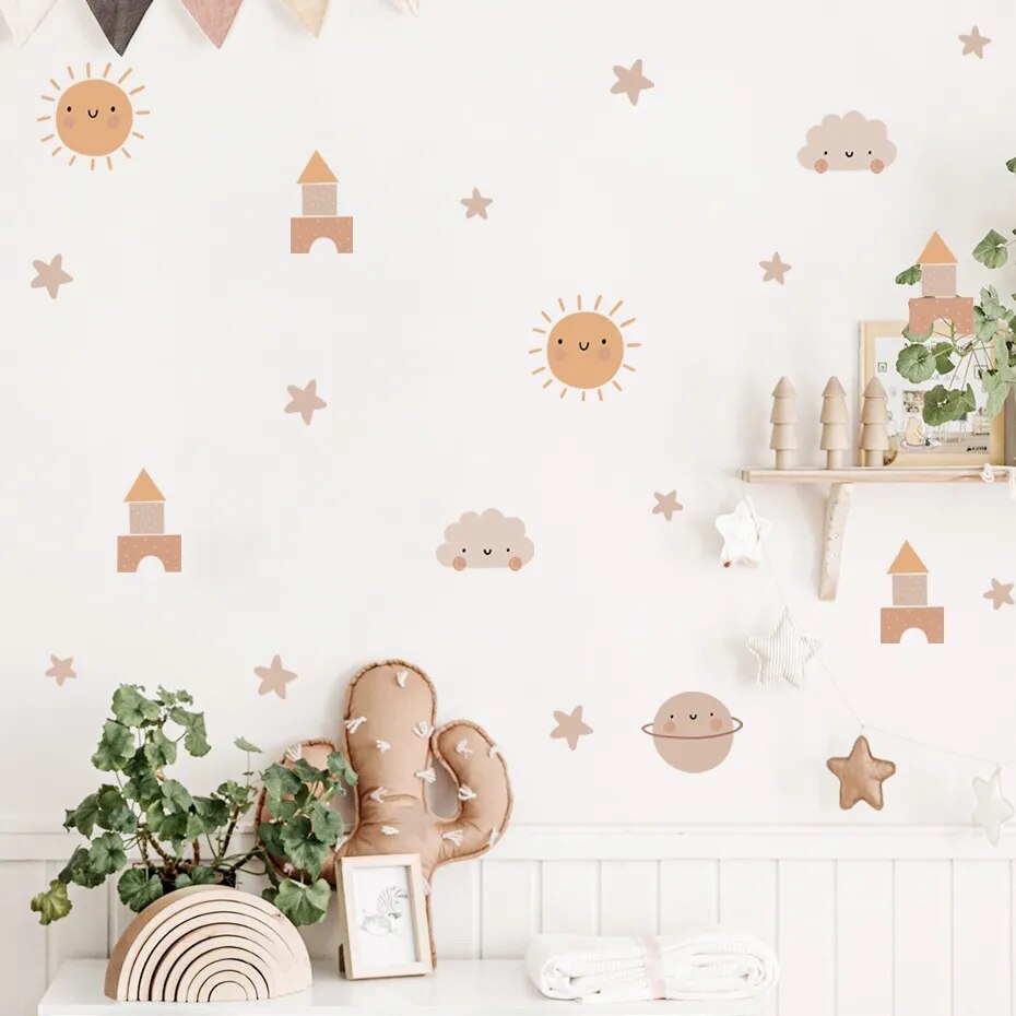 Playful Watercolour Wonders Wall Stickers: Rainbow & Sun Lilly & Lula