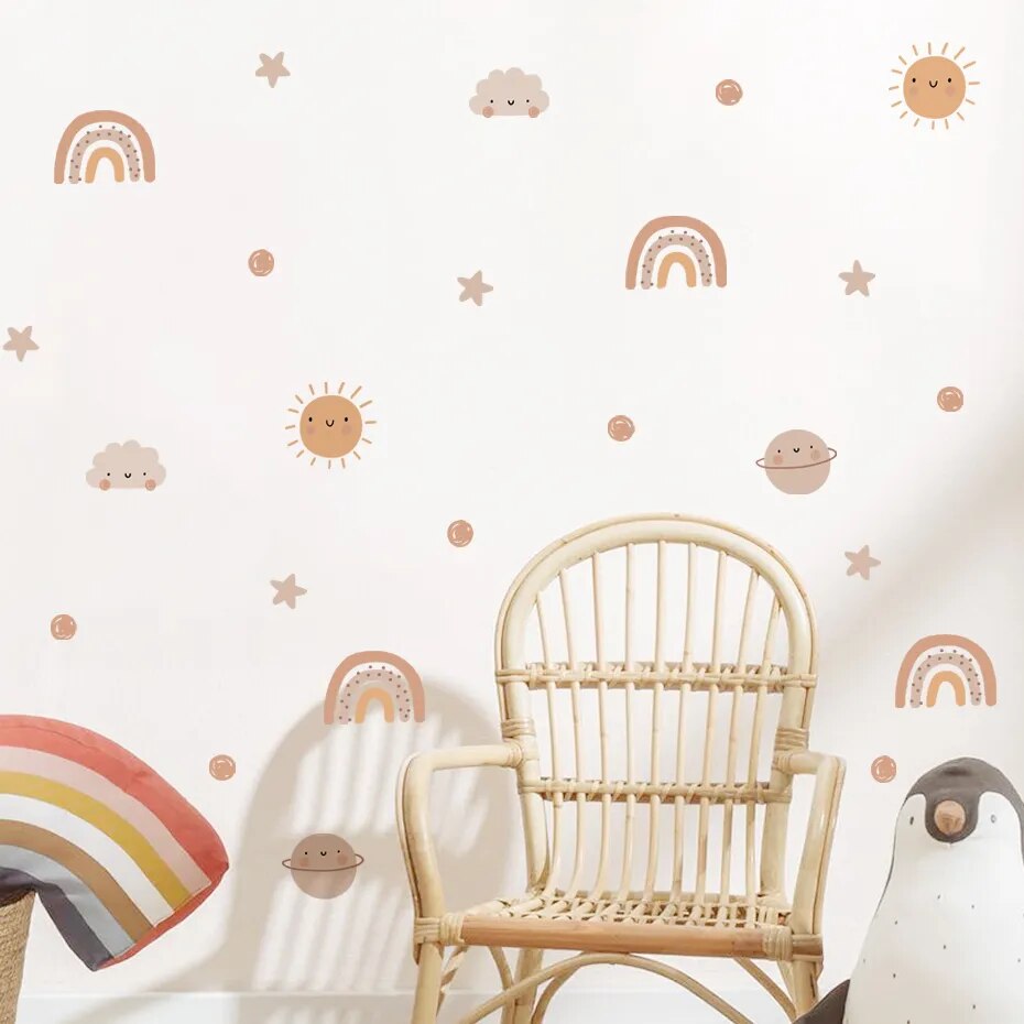 Playful Watercolour Wonders Wall Stickers: Rainbow & Sun Lilly & Lula