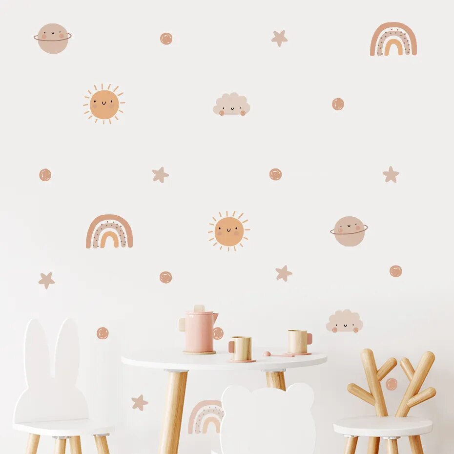 Playful Watercolour Wonders Wall Stickers: Rainbow & Sun Lilly & Lula