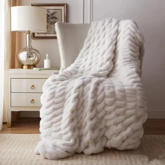 Lilly & Lula | Plush Luxury Faux Rabbit Fur Bedspread Throw - Ivory ...