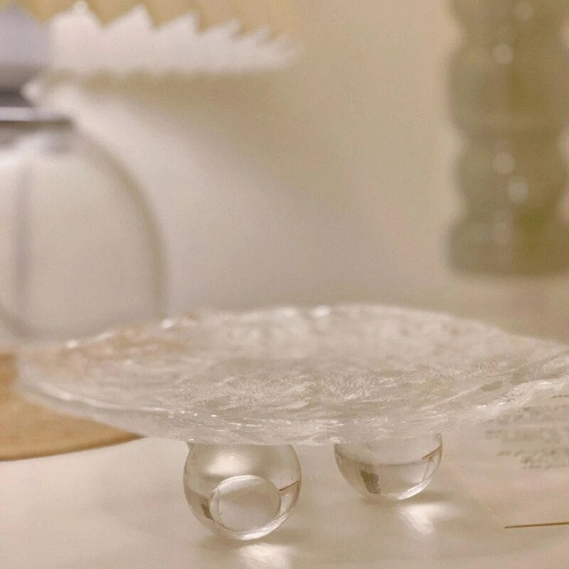 Raised Modern Round Decorative Glass Tray Organiser Lilly & Lula