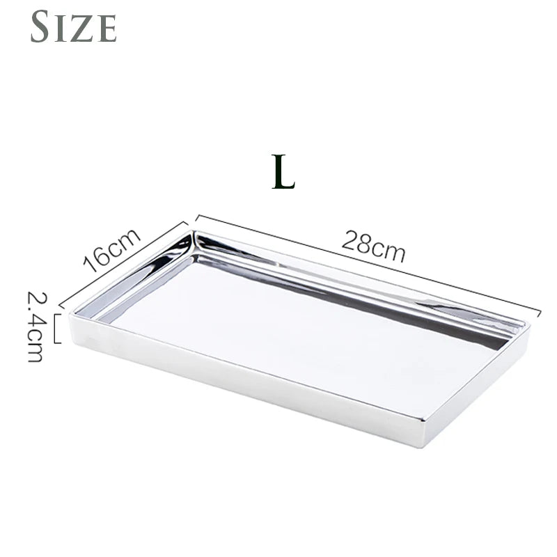 Rectangular Luxury Electroplated Silver Ceramic Tray - 4 Sizes Lilly & Lula