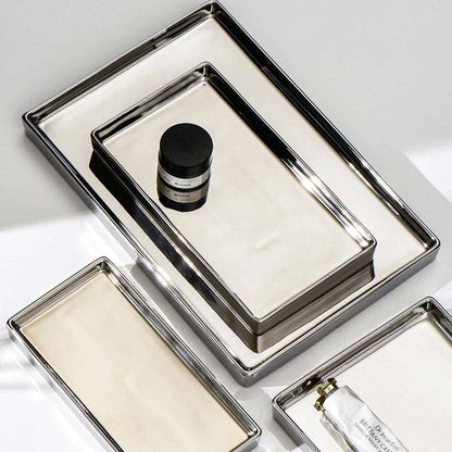 Rectangular Luxury Electroplated Silver Ceramic Tray - 4 Sizes Lilly & Lula