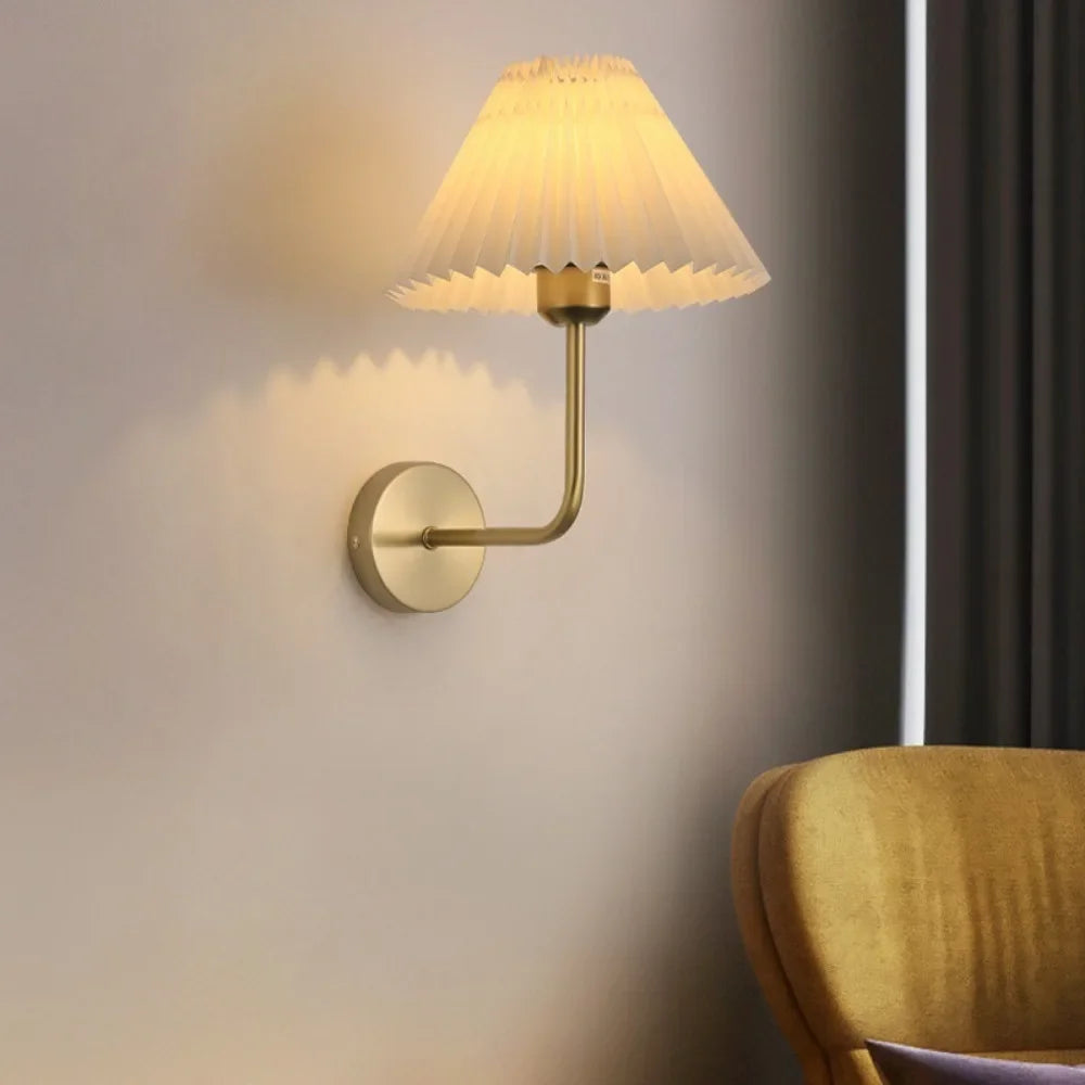 Retro Modern Luxury Wall Lamp With White Tapered Lamp Shade - Gold & Black Lilly & Lula