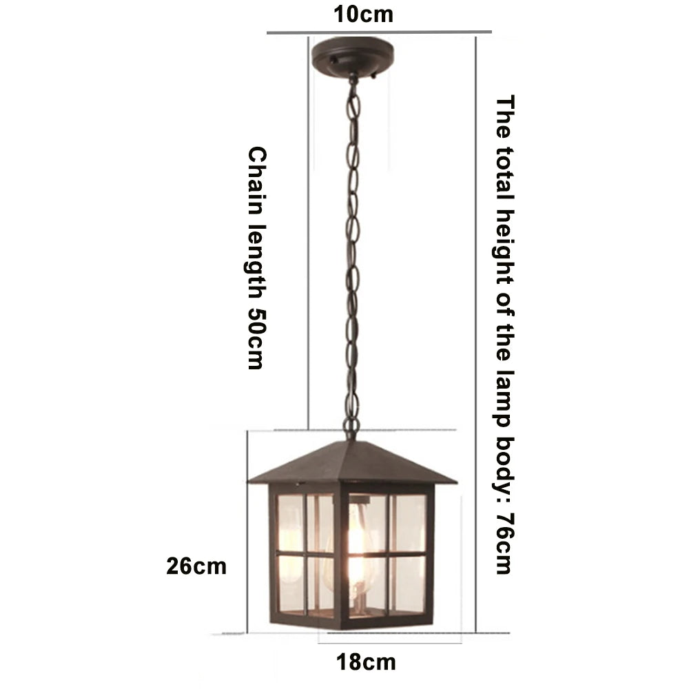 Traditional Modern Waterproof Industrial Outdoor Hanging Pendant in Black