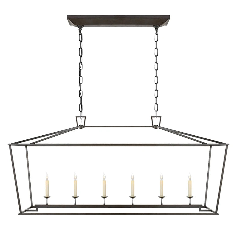 Modern Farmhouse Rectangular Kitchen Island Iron Pendant Chandelier - Gold & Black