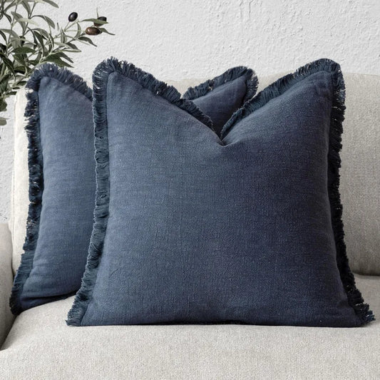 Decorative Nordic Frill Cotton & Linen Cushion Covers - 5 Colours 30*50cm Blue Lilly & Lula