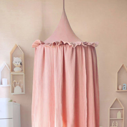 Kids Premium Muslin Bed Canopy With Frill Detail - 7 Colours