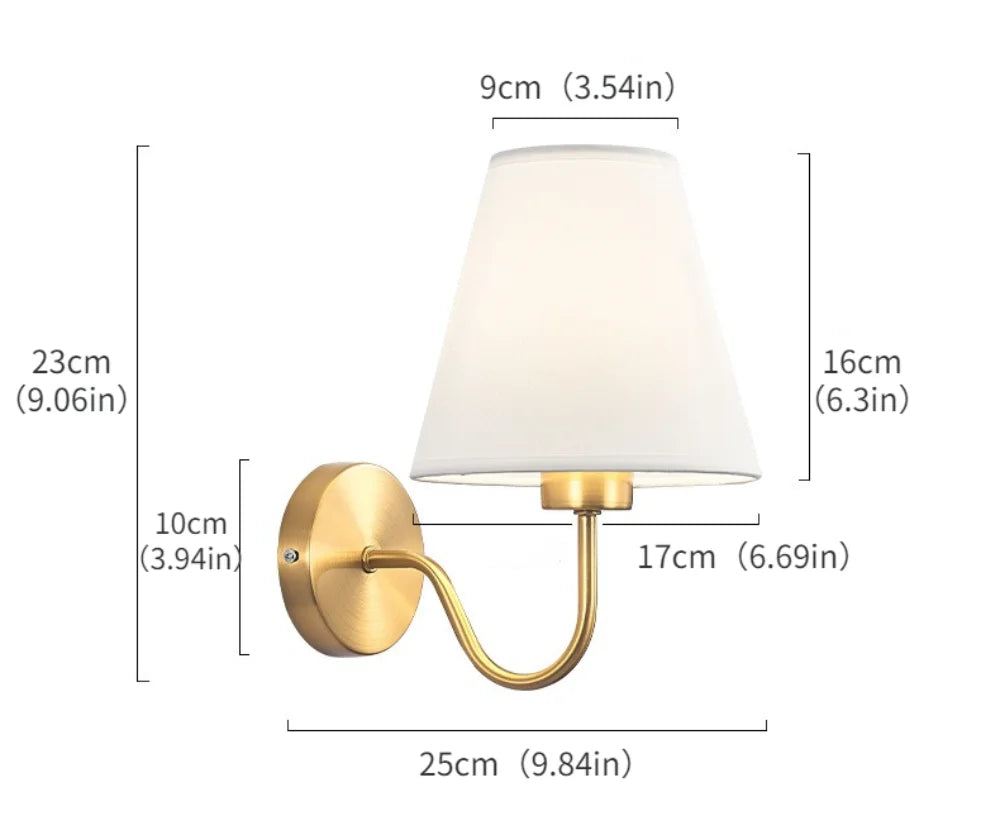 Traditional Modern Gold Wall Lamp With Shade - White, Beige, Black & Brown