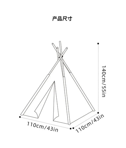 Grey Indoor & Outdoor Tipi Play Tent for Children With Stripes