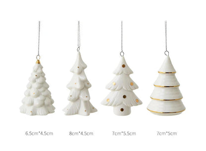 White Nordic Christmas Tree Ornament with Gold Details - 4 Variants