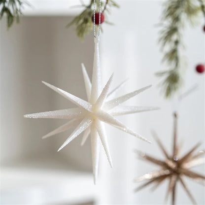 Set of 4, 6 & 8 Celestial Burst Christmas Ornament Decoration - White, Champagne & Crystal