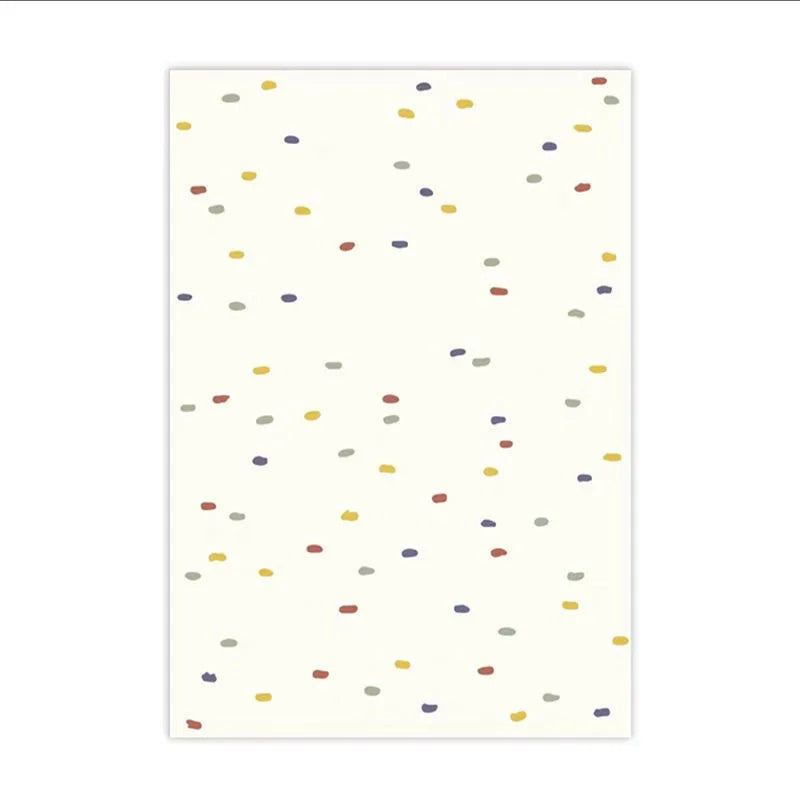 Soft Rectangular White Play Mat For Children's Room with Colourful Dot Detail - 5 Sizes