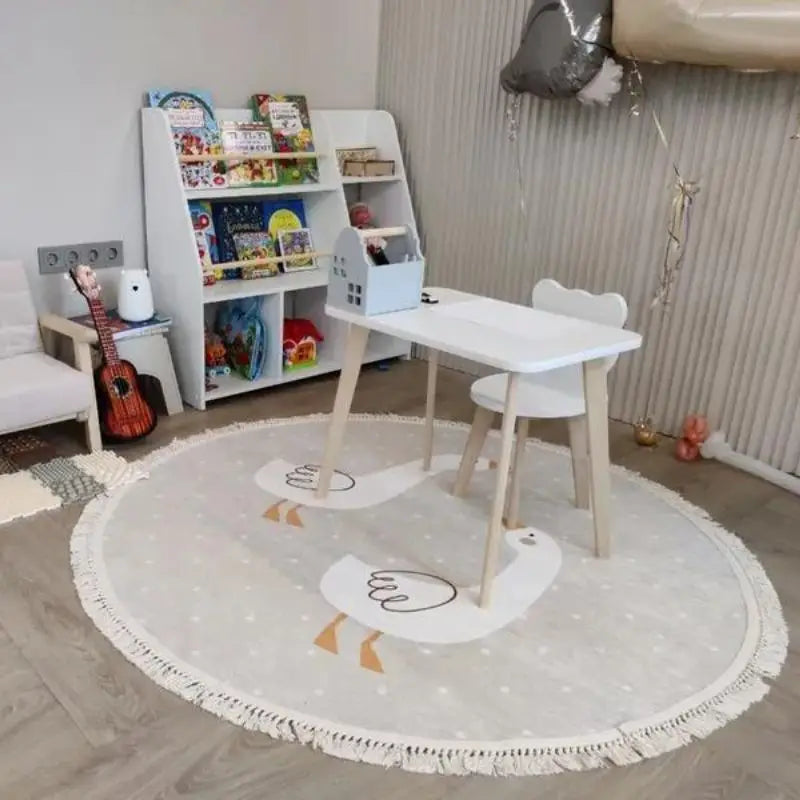 Animal Play Mat Children's Room Round Swan Rug - 3 Sizes