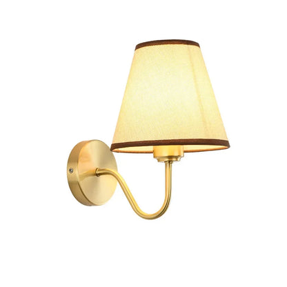 Traditional Modern Gold Wall Lamp With Shade - White, Beige, Black & Brown