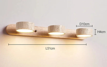 Wabi Sabi Travertine Round Rotating Mirror & Bathroom Wall Light - 3 Sizes