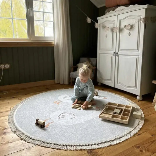 Animal Play Mat Children's Room Round Swan Rug - 3 Sizes