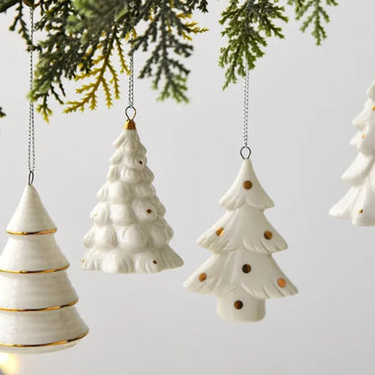 White Nordic Christmas Tree Ornament with Gold Details - 4 Variants