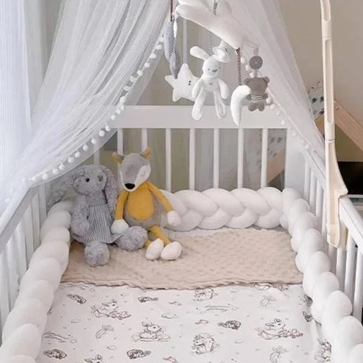 Baby Knot Bed Bumper & Nest - White, Light Grey & Dark Grey