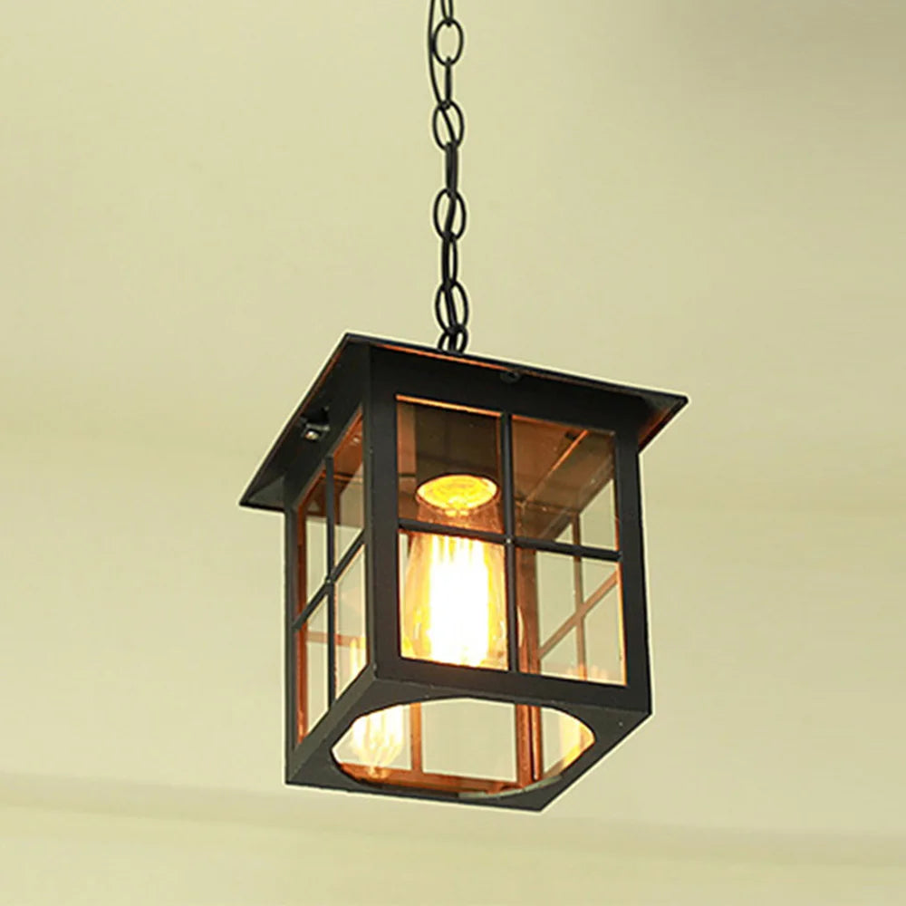 Traditional Modern Waterproof Industrial Outdoor Hanging Pendant in Black