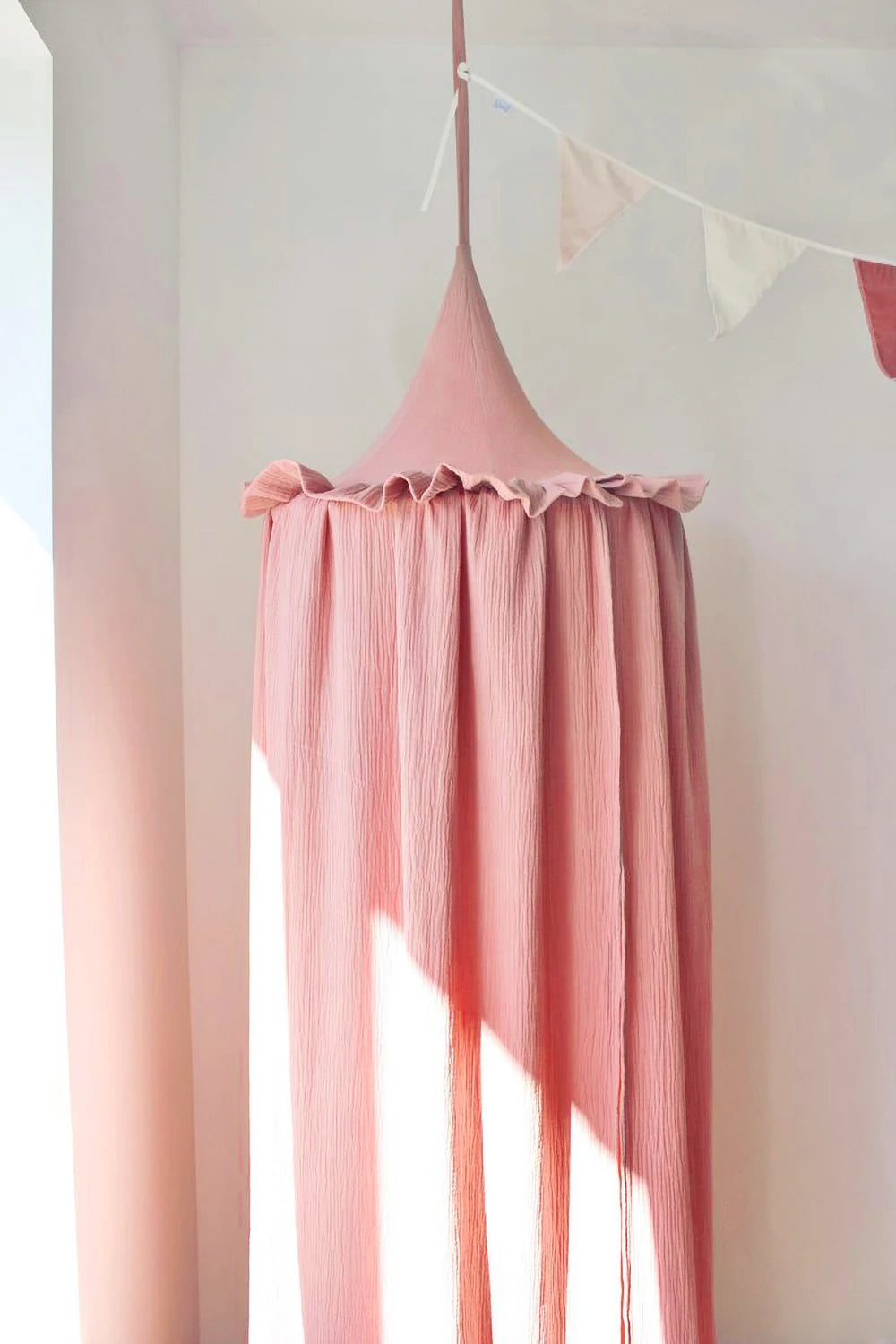 Kids Premium Muslin Bed Canopy With Frill Detail - 7 Colours