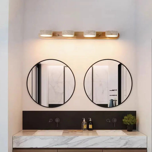 Wabi Sabi Travertine Round Rotating Mirror & Bathroom Wall Light - 3 Sizes