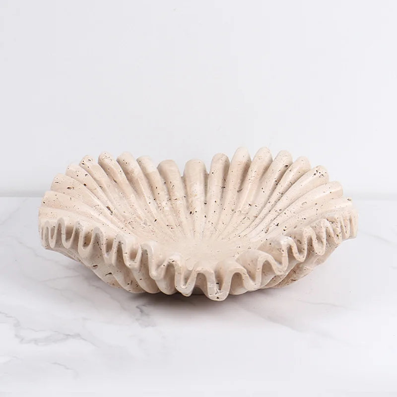 Large Modern Wabi-Sabi Decorative Shell Marble Bowl - 2 Sizes