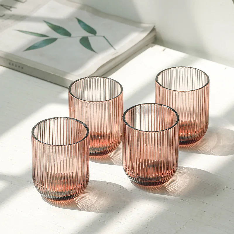 Set of 6 Luxury Ripple Drinking Glasses - Clear, Sage & Blush