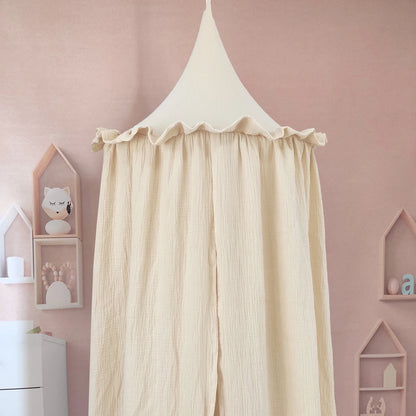 Kids Premium Muslin Bed Canopy With Frill Detail - 7 Colours