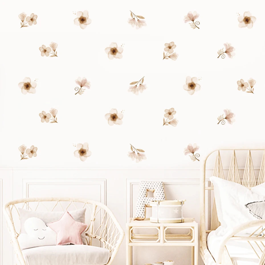 Playful Watercolour Wonders Wall Stickers: Botanical Floral Garden & Butterflies