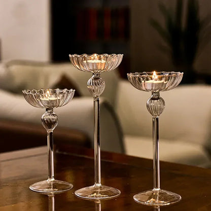 Transparent Chic & Modern Tea Light Glass Candle Holders - 3 Sizes