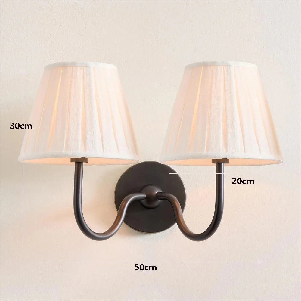 Luxurious French Style Farmhouse Double Wall Light with Linen Shade - 2 Colours