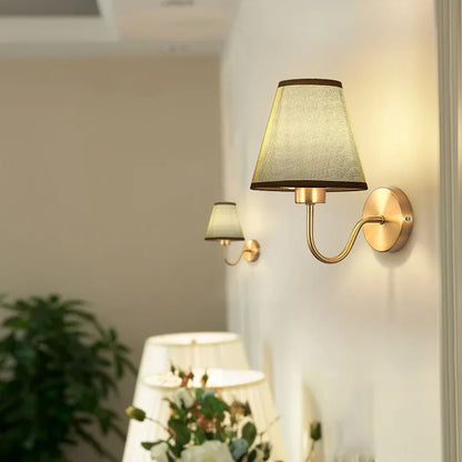 Traditional Modern Gold Wall Lamp With Shade - White, Beige, Black & Brown