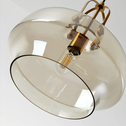 Postmodern Hanging Glass Pendant Light with Gold Details- Grey, Amber & Clear