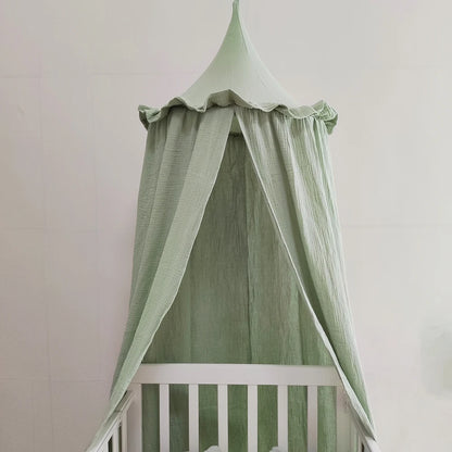 Kids Premium Muslin Bed Canopy With Frill Detail - 7 Colours