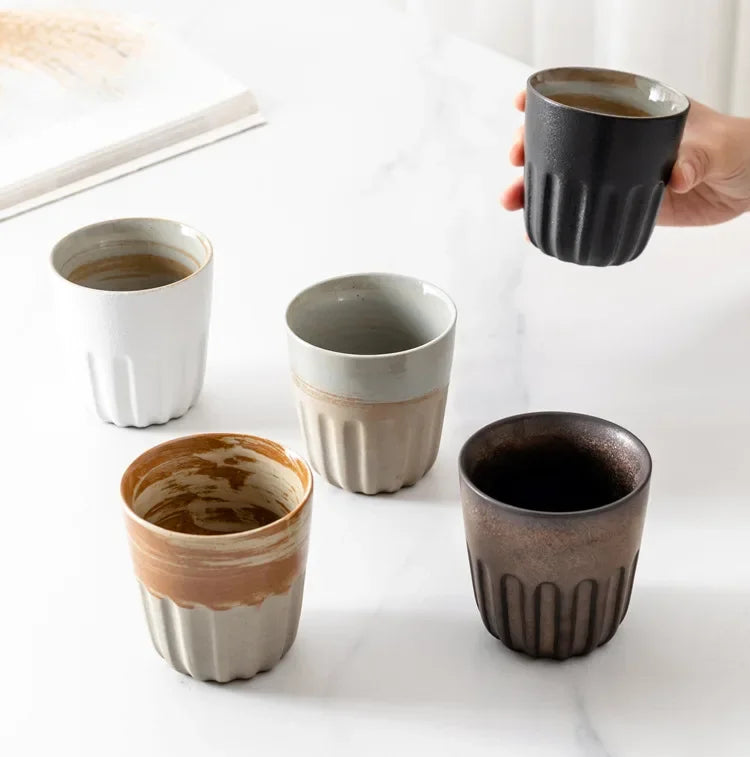 Set of 2, 4 & 6 Premium Stoneware Ceramic Coffee Tumbler Mugs - 5 Colours