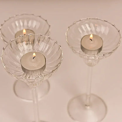 Transparent Chic & Modern Tea Light Glass Candle Holders - 3 Sizes