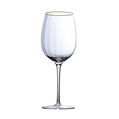 Set of 4 Sky Ripple Glass Wine & Champagne Glasses with Gold Edge - 5 Sizes