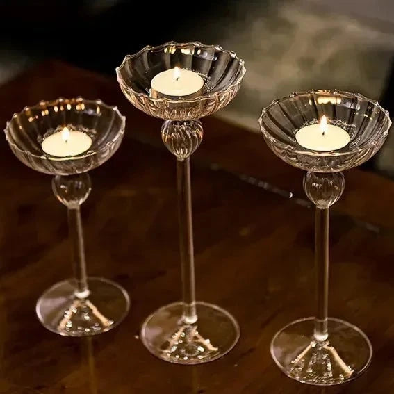 Transparent Chic & Modern Tea Light Glass Candle Holders - 3 Sizes