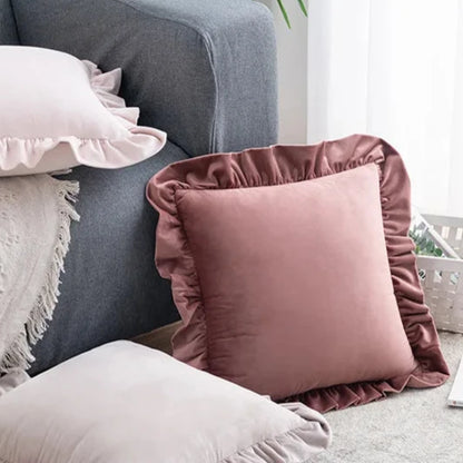 Decadent Velvet Cushion Covers with Ruffle - 16 Colours