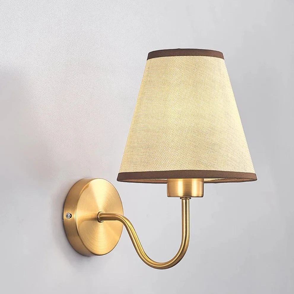 Traditional Modern Gold Wall Lamp With Shade - White, Beige, Black & Brown