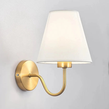 Traditional Modern Gold Wall Lamp With Shade - White, Beige, Black & Brown